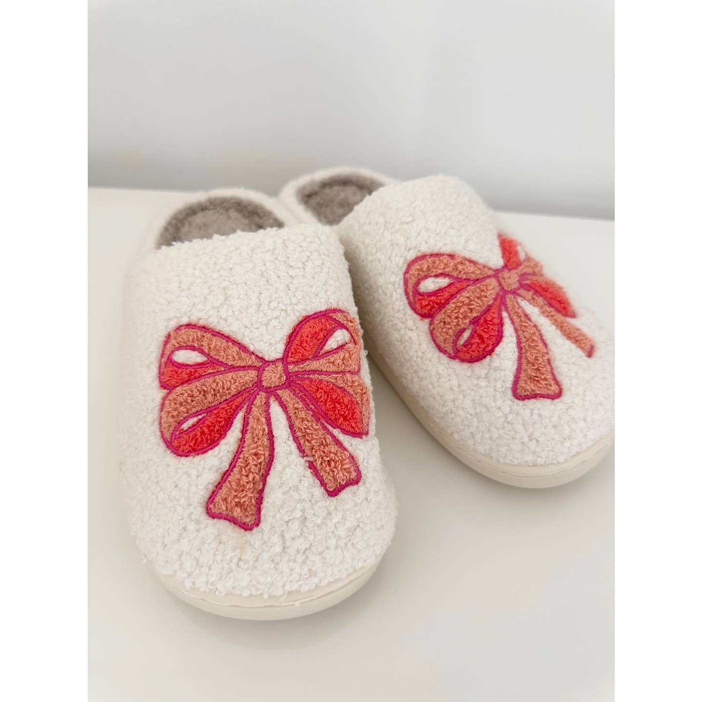 Fuzzy Luxe Bow Slippers - HAZEL: BLUE / L