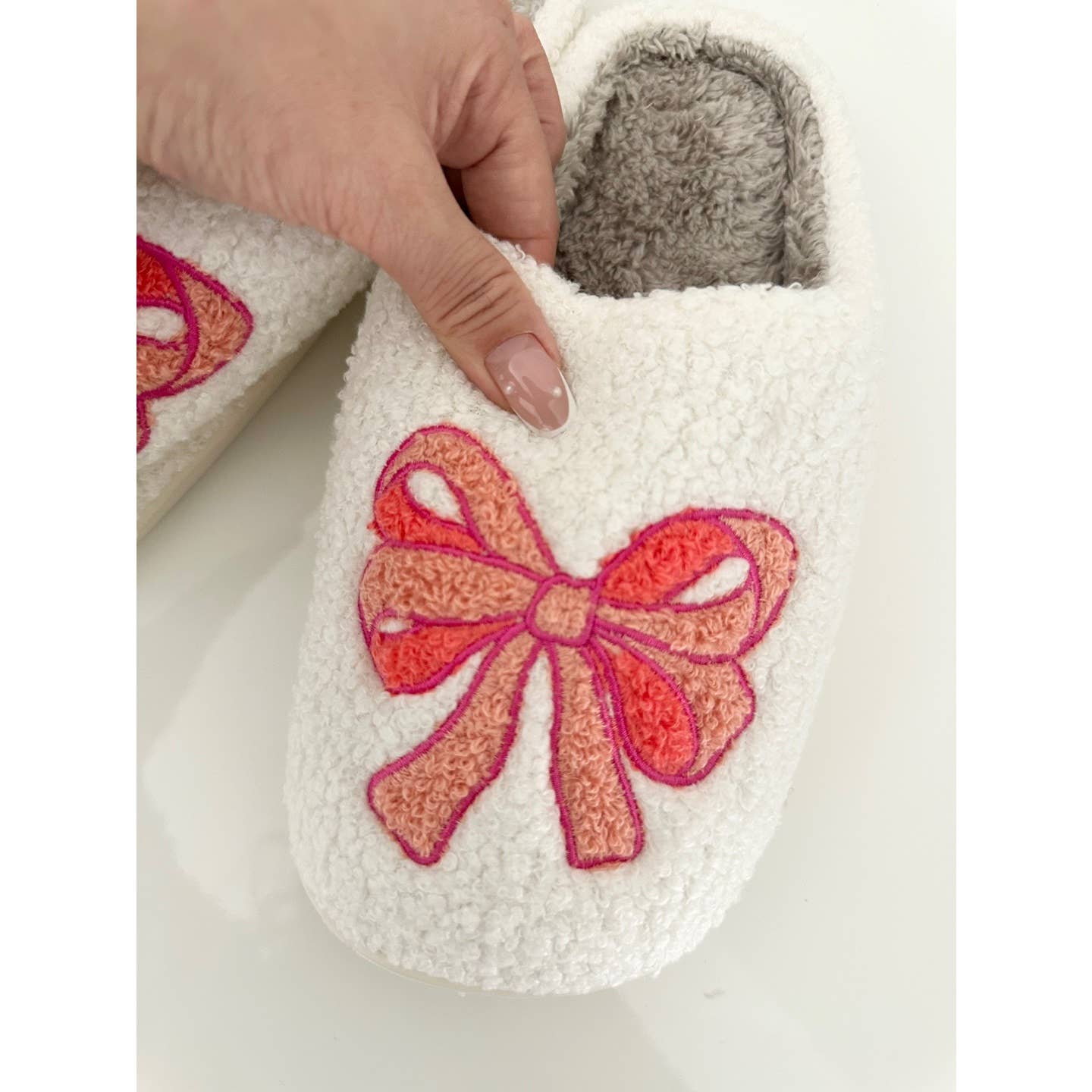Fuzzy Luxe Bow Slippers - HAZEL: BLUE / L