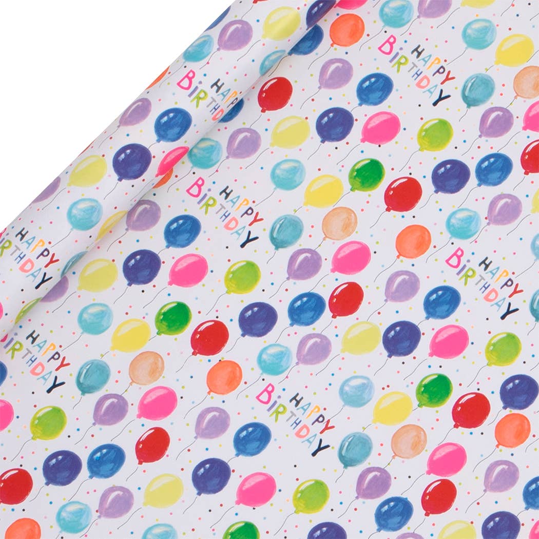 Neon Birthday Balloons Wrapping Paper