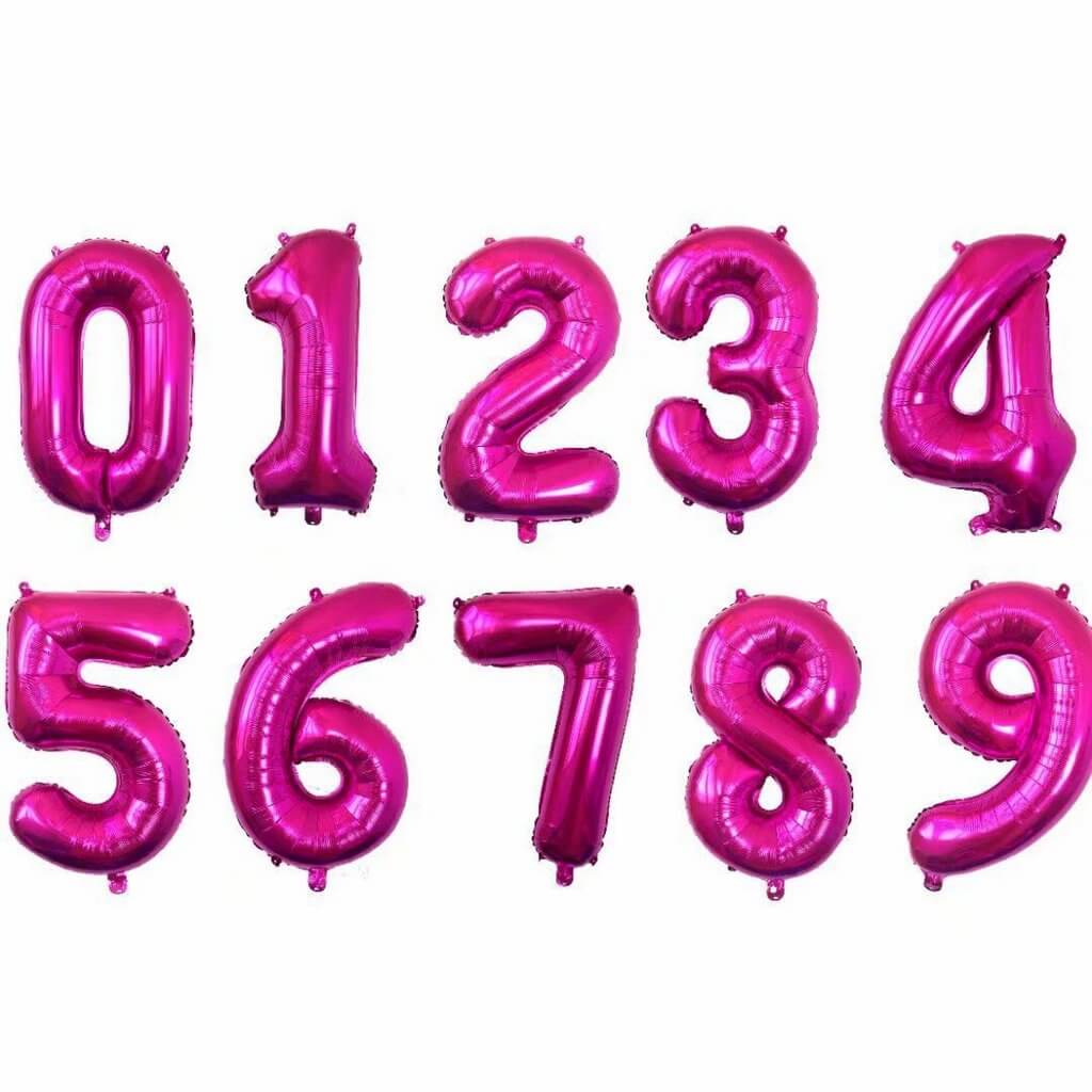 34” Number Balloons - Hot Pink - PaperGeenius