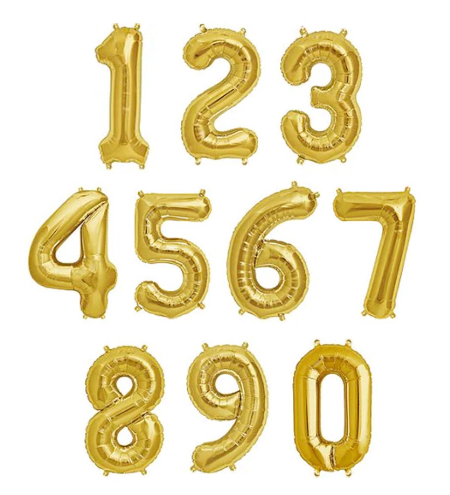 34" Number Foil Balloons - Gold - PaperGeenius