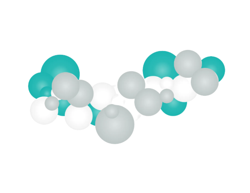 A balloon kit with various round balloons in shades of blue and white.