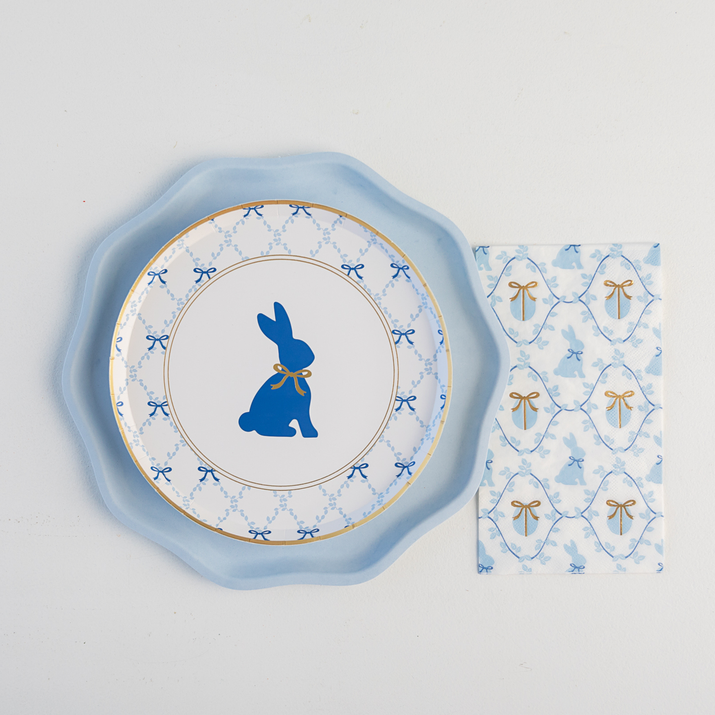 Elegant Floral Easter Blue Plates