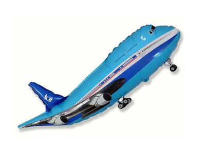 Metallic Blue Airplane Shape Foil Balloon 40"