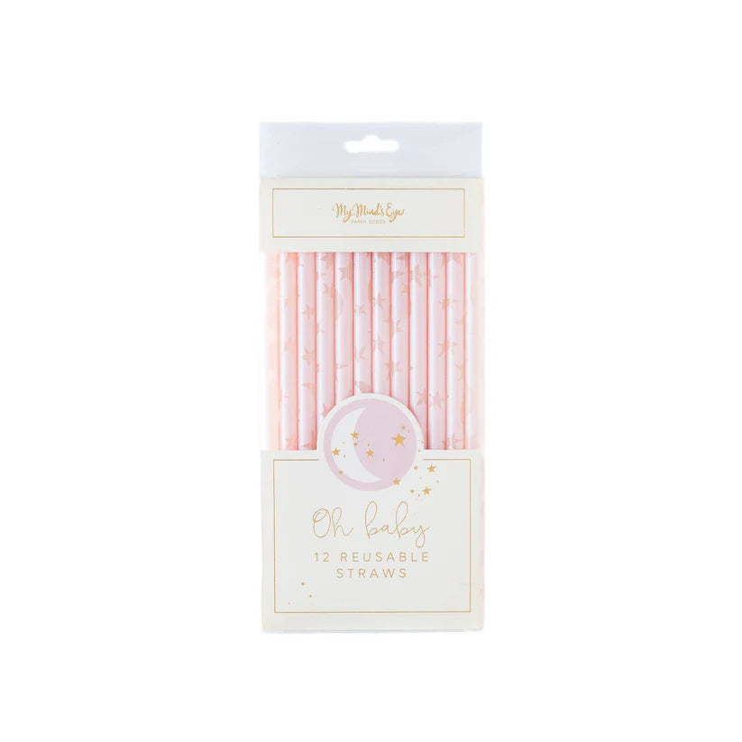 Moons and Stars Reusable Straws (Baby Shower)