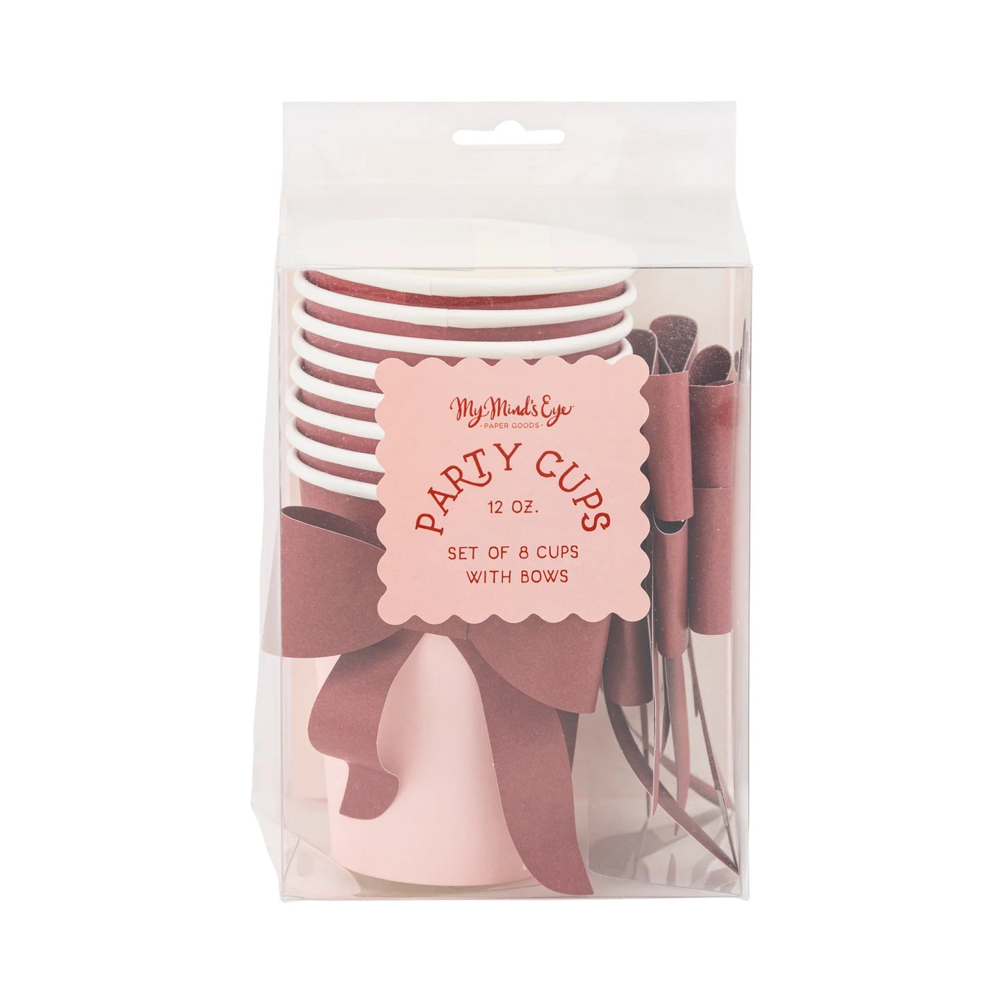 Pink & Burgundy Bow Cup
