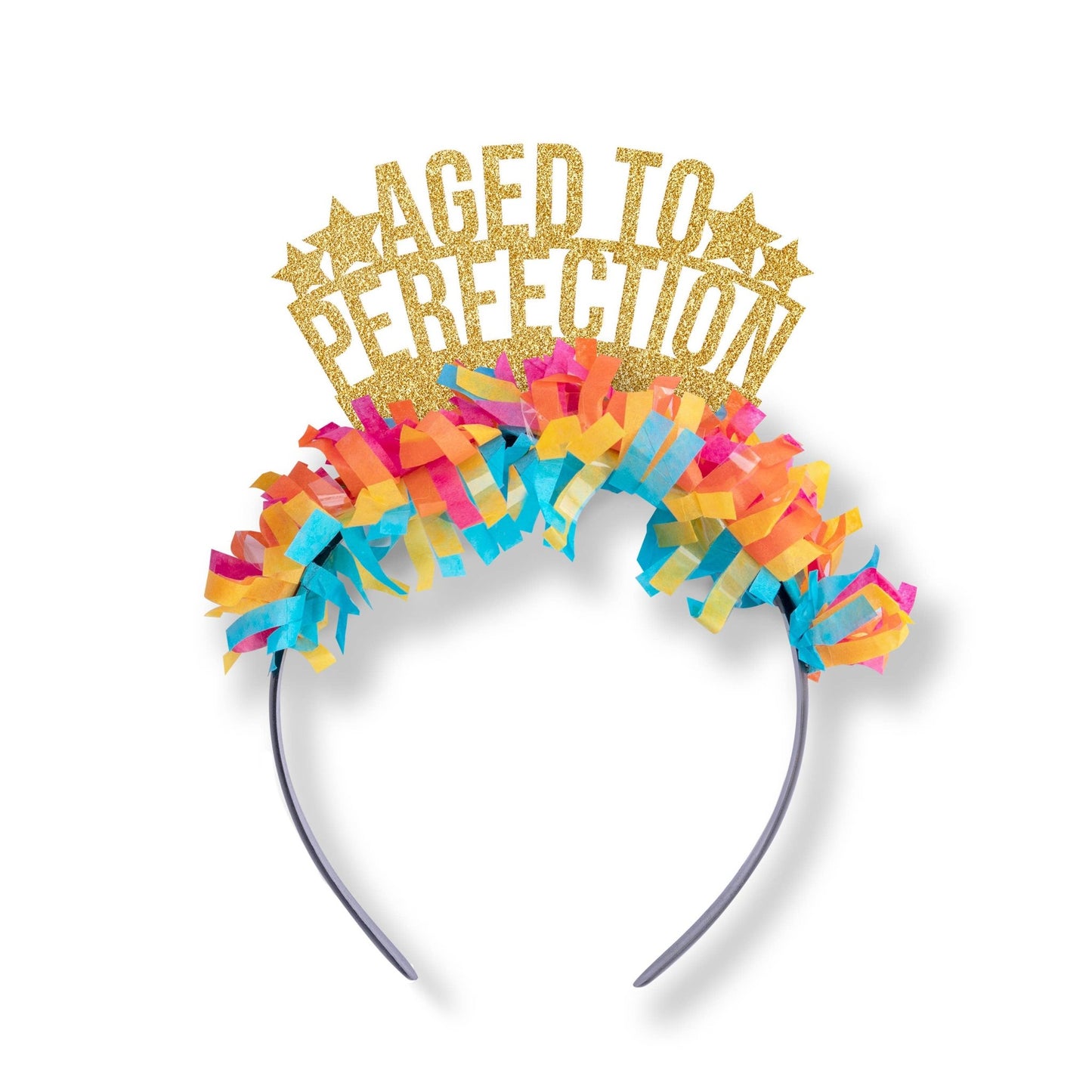 Aged to Perfection Birthday Headband Party Crown: GOLD/BLACK - PaperGeenius