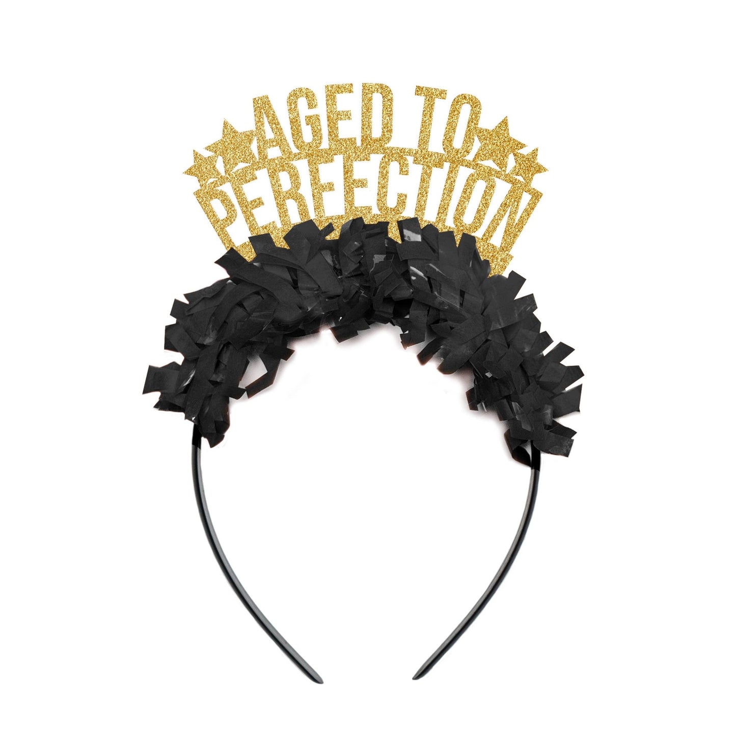 Aged to Perfection Birthday Headband Party Crown: GOLD/BLACK - PaperGeenius