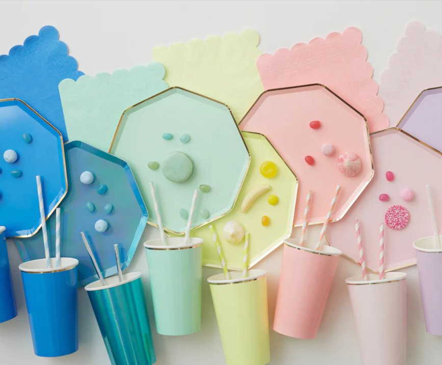 Bright Blue Highball Cups - PaperGeenius