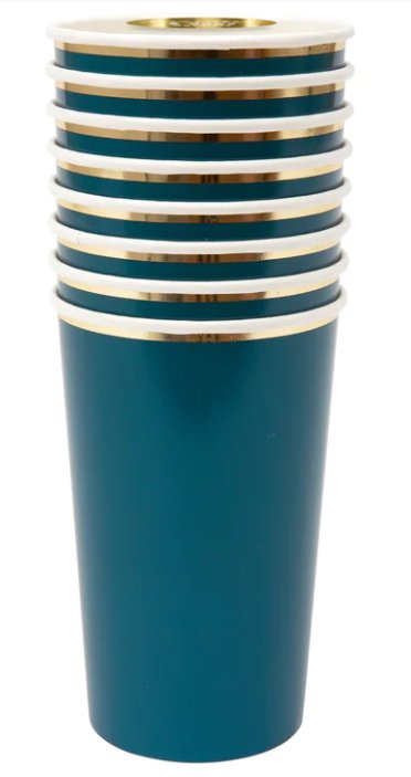 Dark Teal Highball Cups - PaperGeenius
