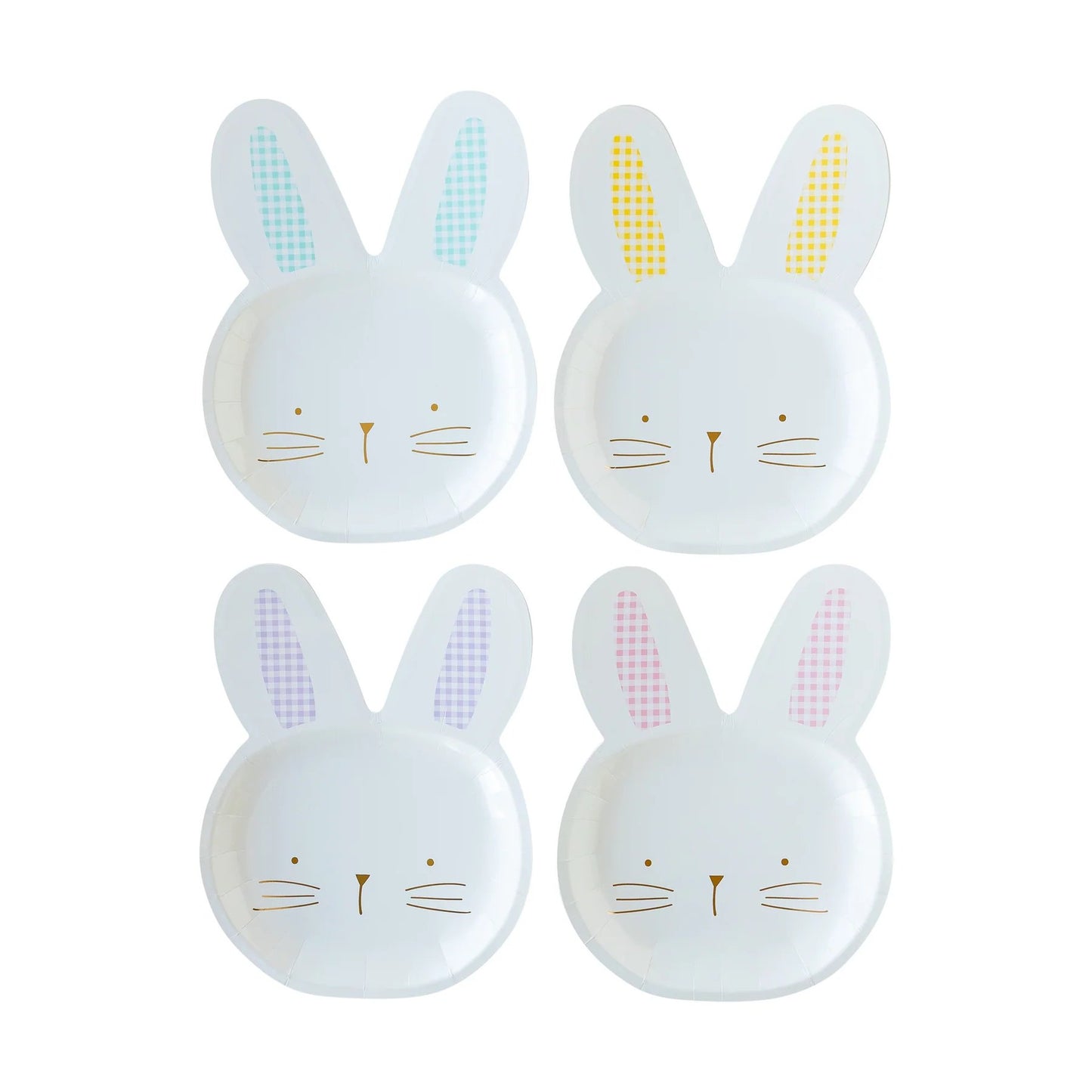 Gingham Bunny Shaped Plate Set - PaperGeenius