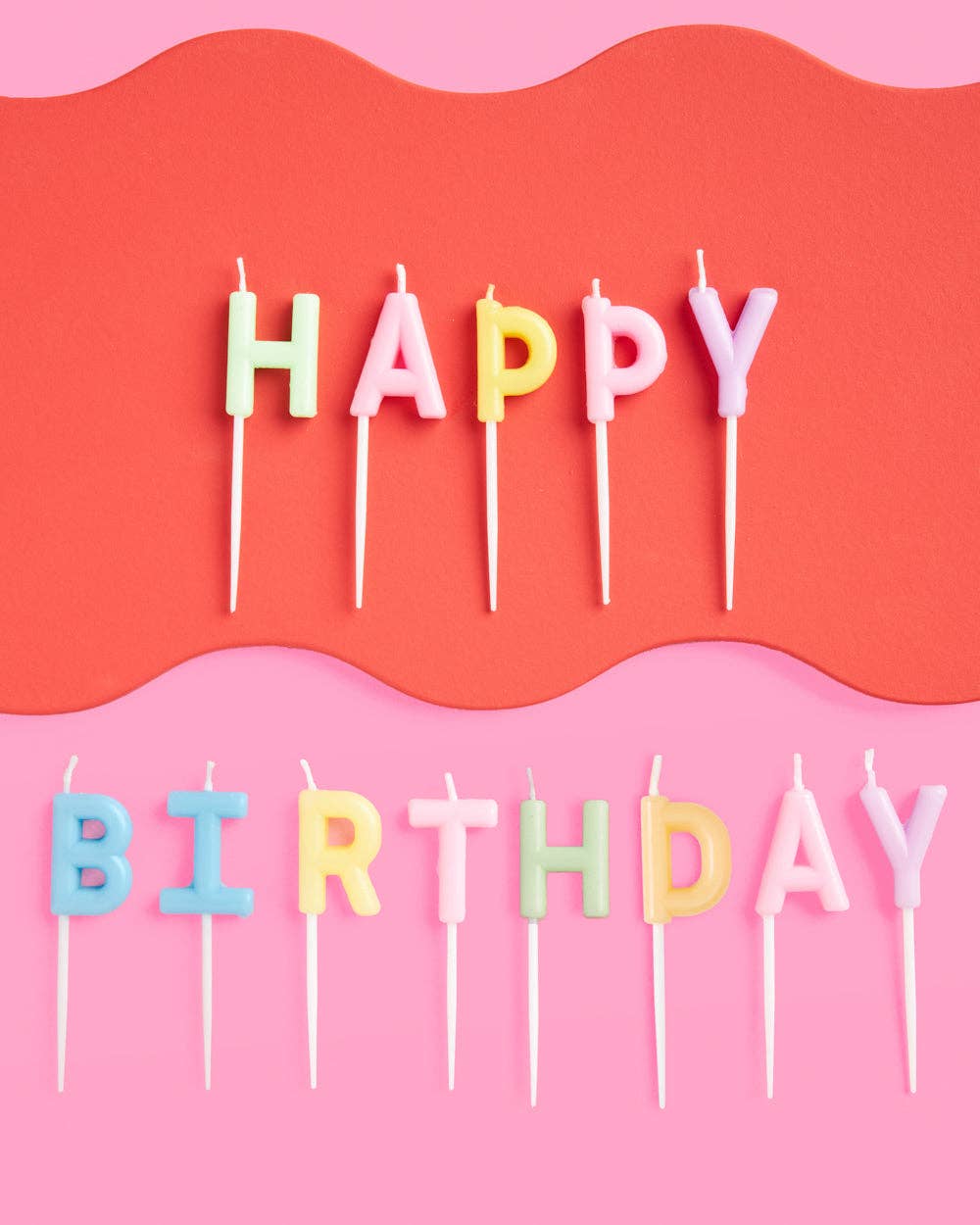 Happy Birthday Pastel Candles, Cake Topper, Cute Bday Decor - PaperGeenius