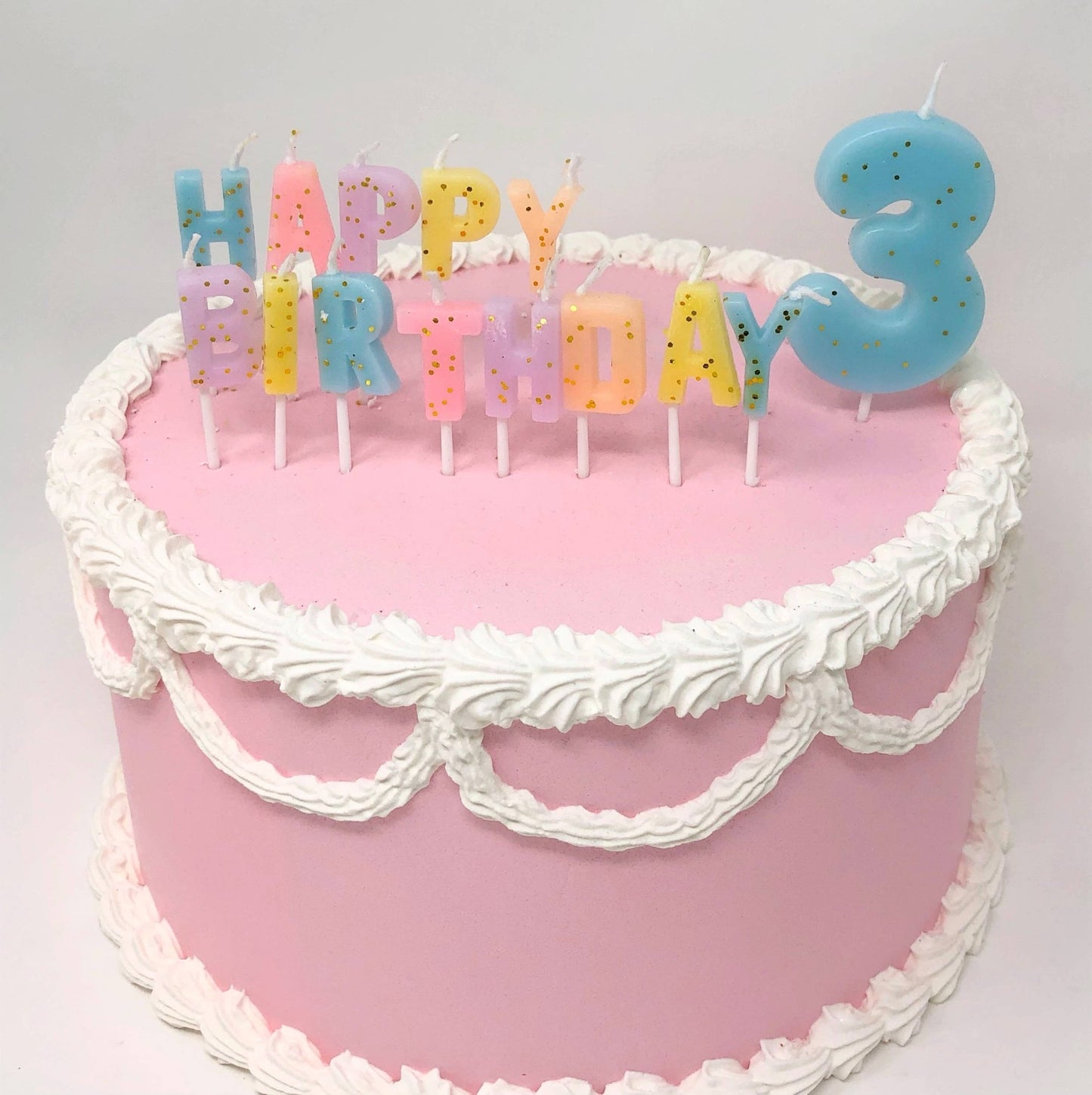 Happy Birthday Pastel with Gold Glitter Candle Set - PaperGeenius
