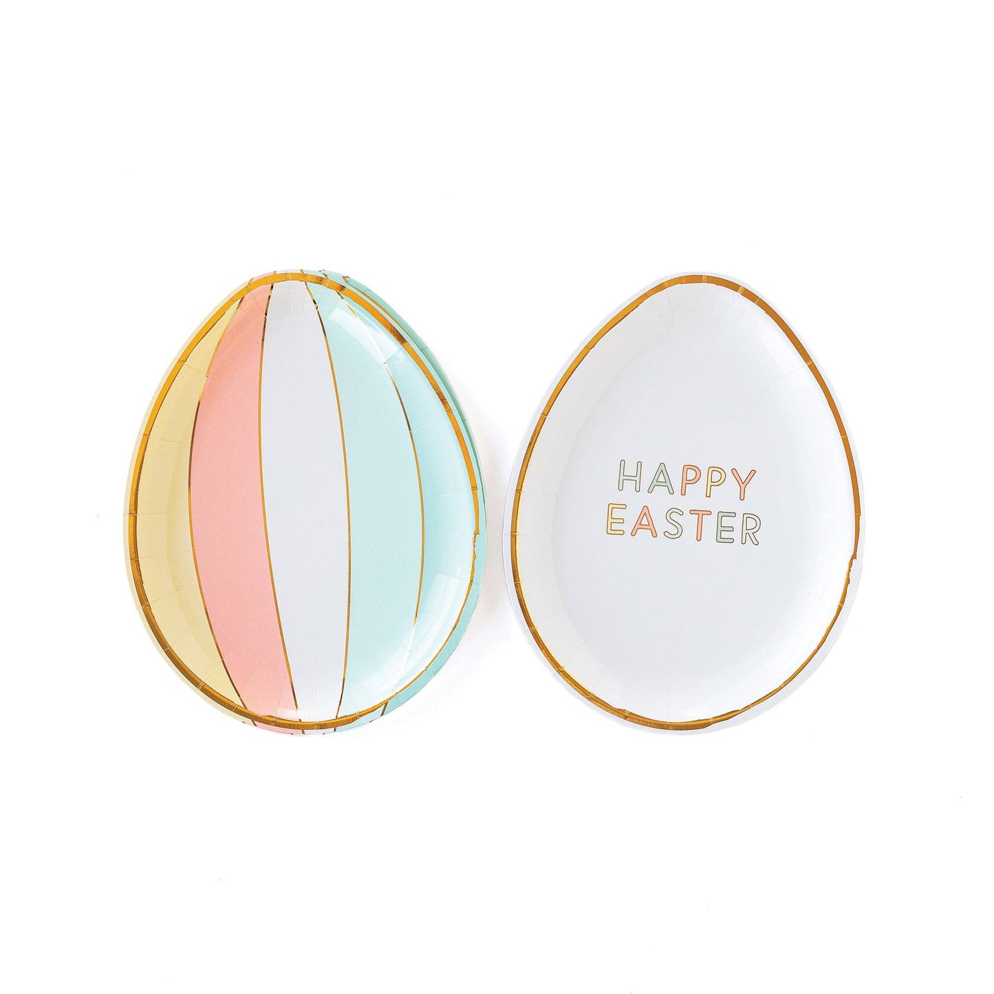 Happy Easter Egg Shaped Paper Plates - PaperGeenius