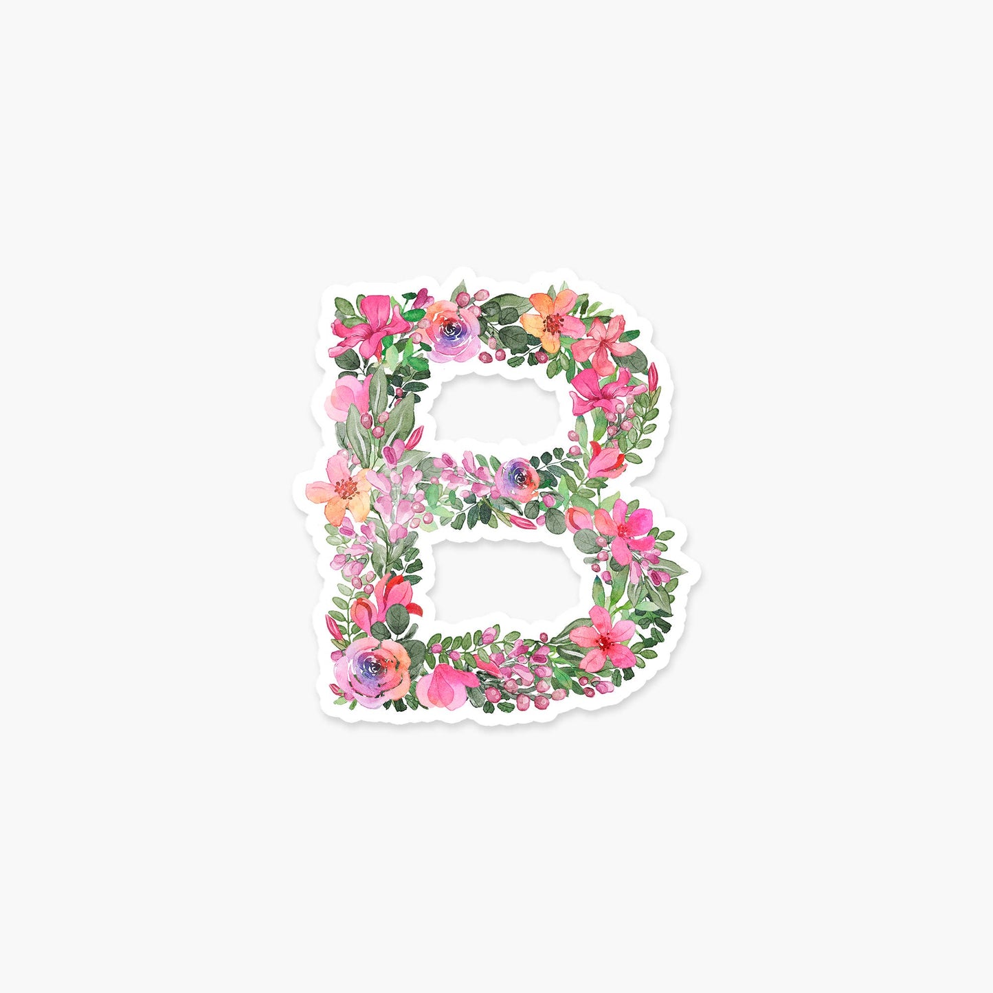 Letter B Floral - Monogram Initials Sticker - PaperGeenius