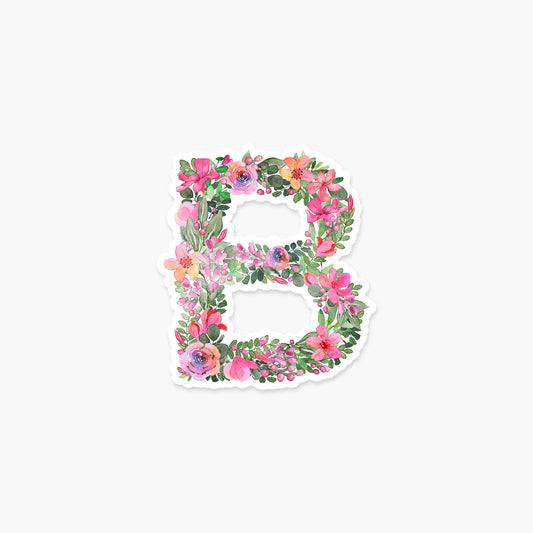 Letter B Floral - Monogram Initials Sticker - PaperGeenius