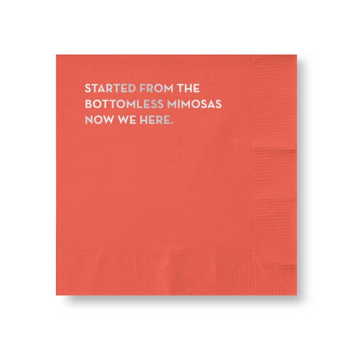 Mimosas napkins (coral with silver foil) - PaperGeenius