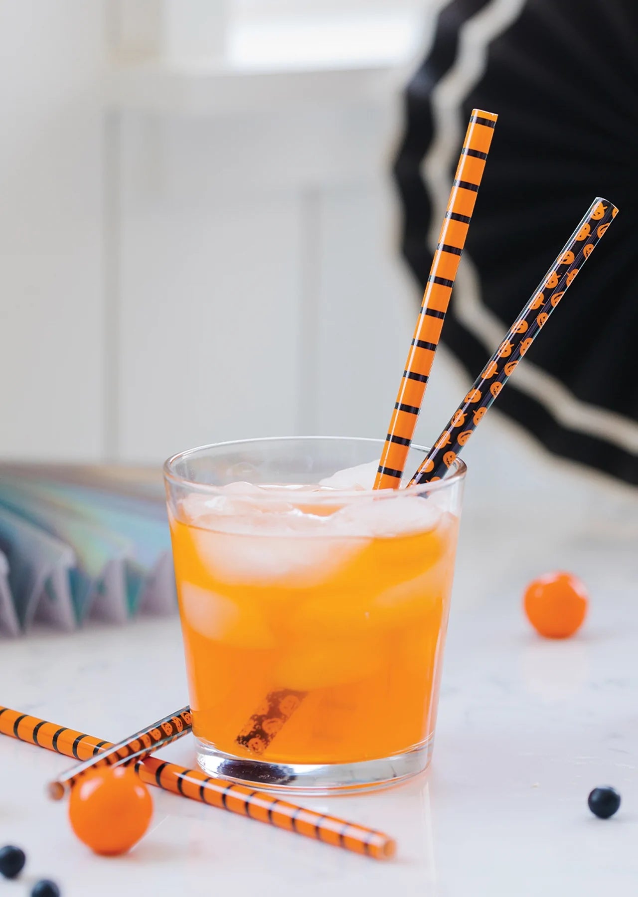 Pumpkins & Stripes Reusable Straws - PaperGeenius