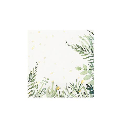 Secret Garden - White Botanicals Cocktail Paper Napkins - PaperGeenius