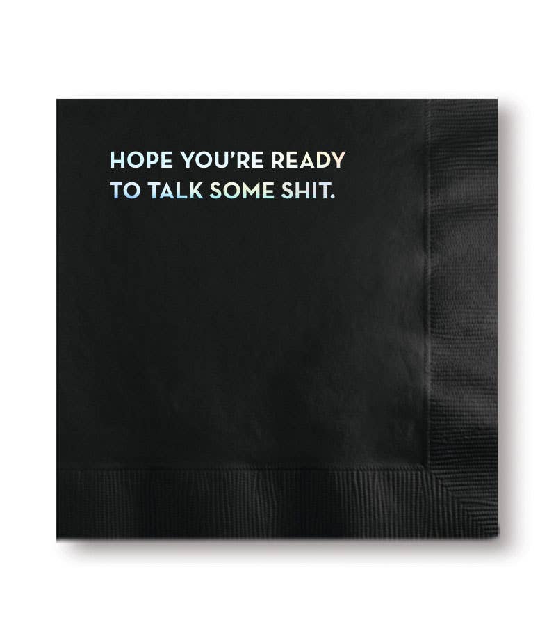 Talk Shit Napkins (Black With Holographic Foil) - PaperGeenius