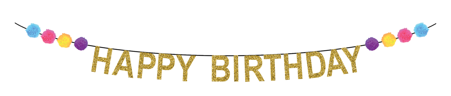 Pom-Pom Happy Birthday Banner