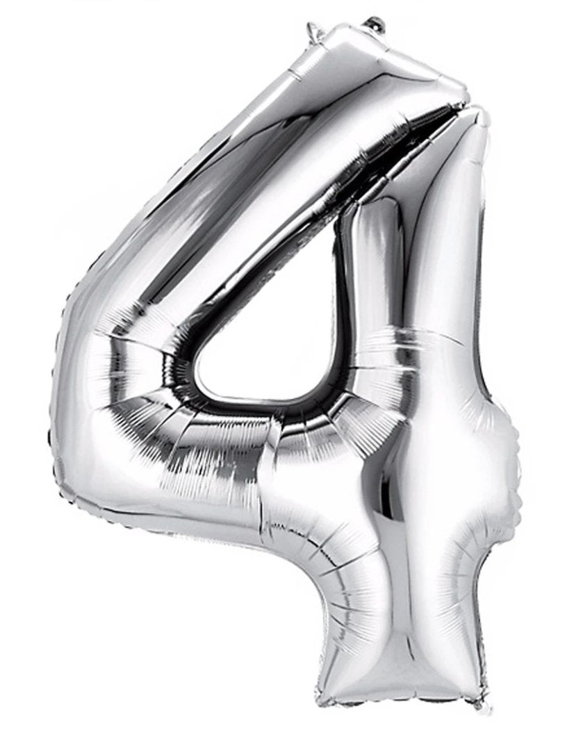 34" Number Balloons - Silver - PaperGeenius