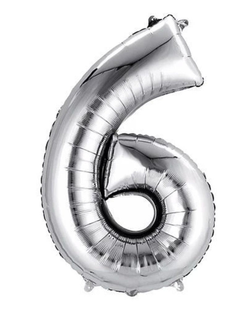 34" Number Balloons - Silver - PaperGeenius
