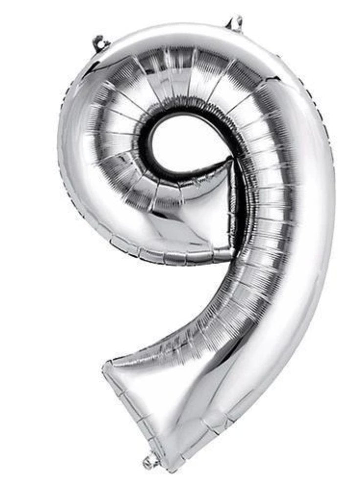 34" Number Balloons - Silver - PaperGeenius