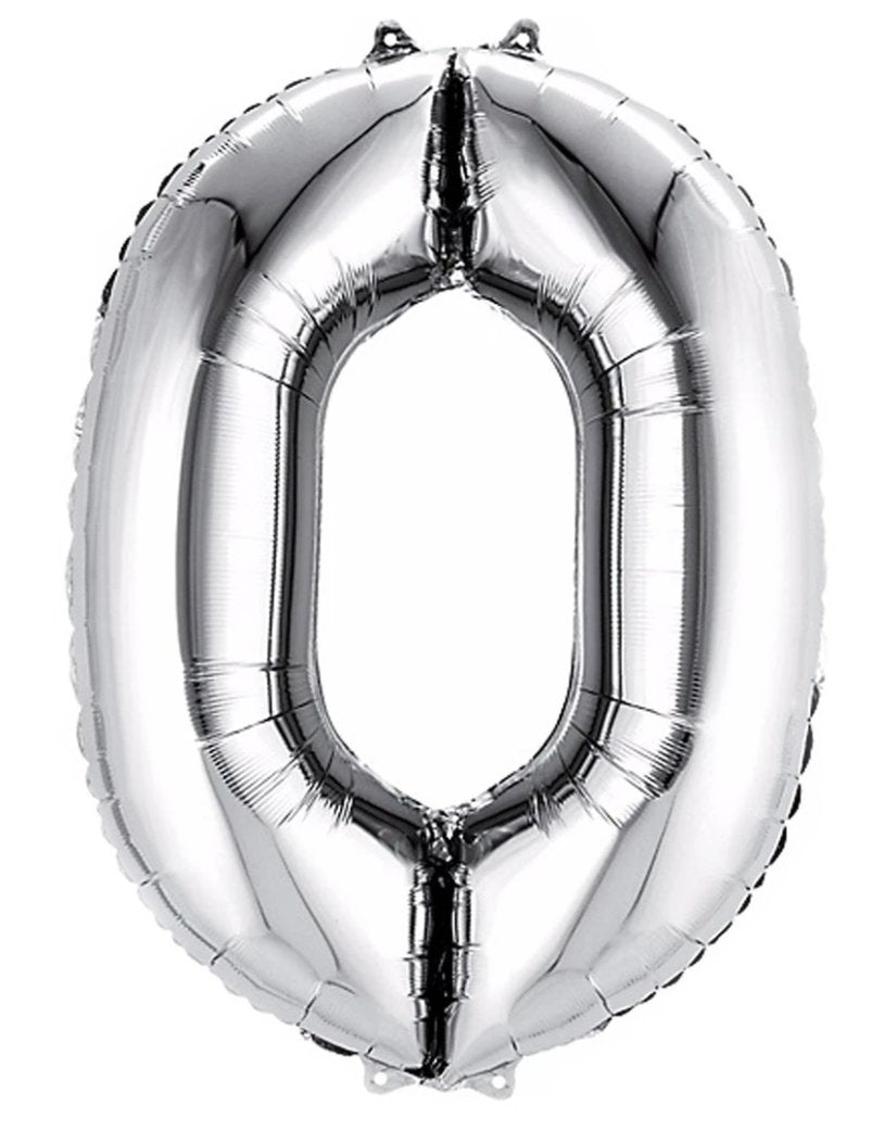 34" Number Balloons - Silver - PaperGeenius