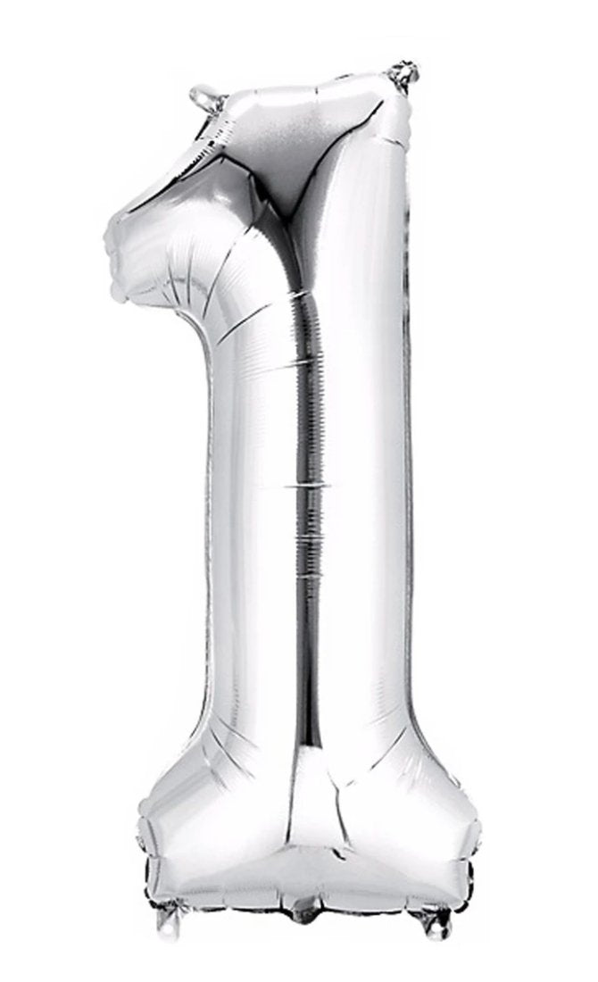34" Number Balloons - Silver - PaperGeenius