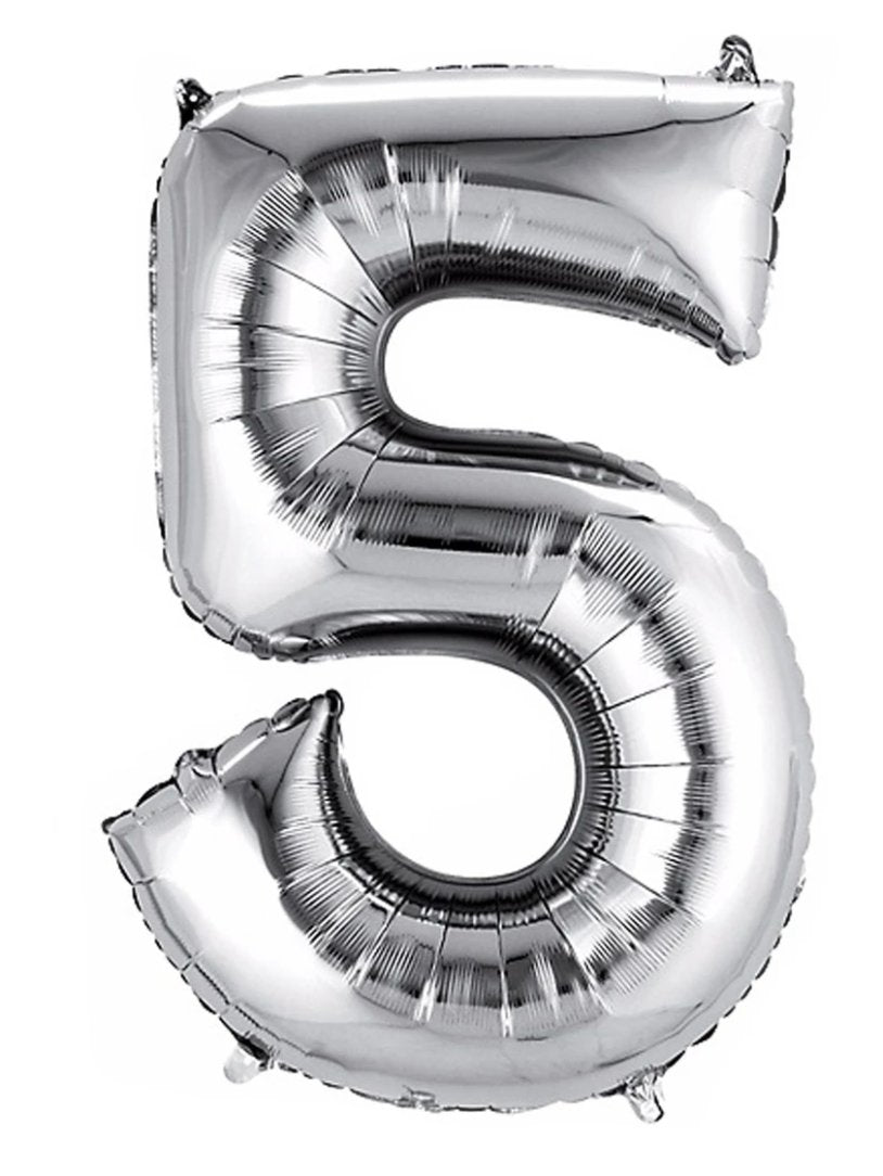 34" Number Balloons - Silver - PaperGeenius