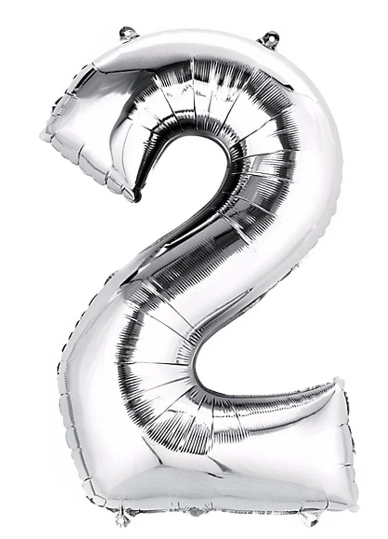 34" Number Balloons - Silver - PaperGeenius