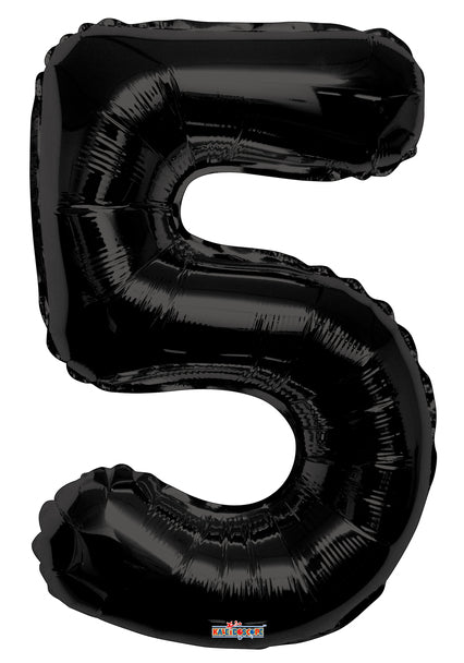 34" Number Foil Balloons - Black - PaperGeenius