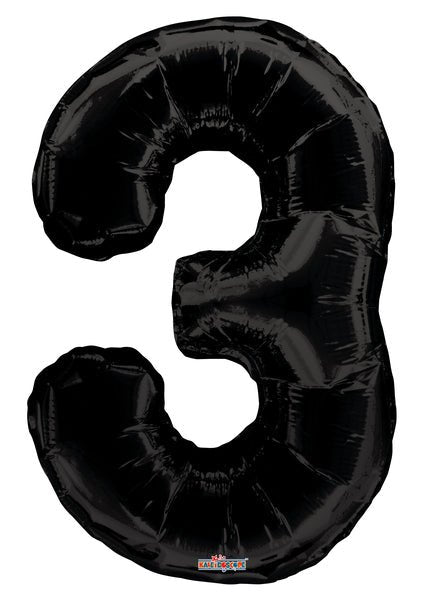 34" Number Foil Balloons - Black - PaperGeenius