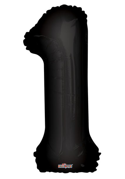 34" Number Foil Balloons - Black - PaperGeenius