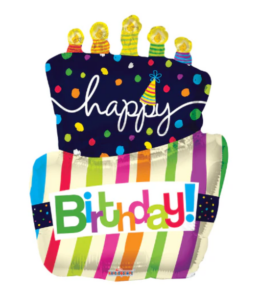 36" Conver Happy Birthday Funky Cake Shape Foil Balloon