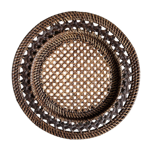 Rattan Charger Plate (Webbing Gendis Dark Brown) Placemat