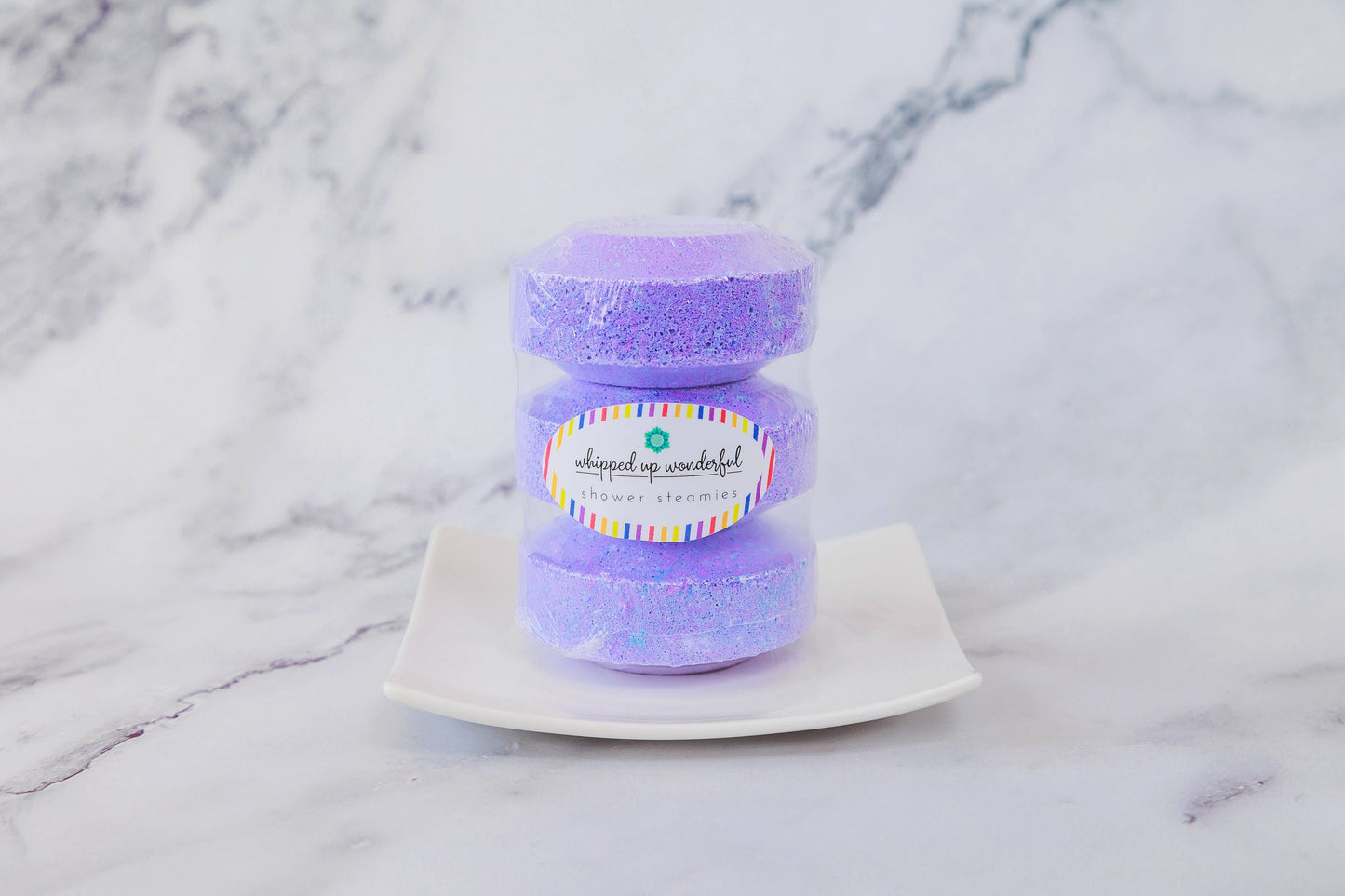 Purple shower steamers lavender calm