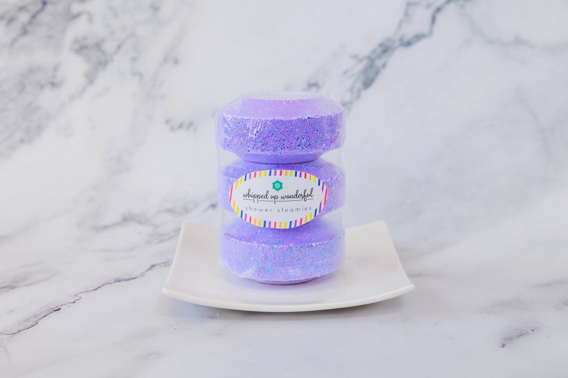 Purple shower steamers lavender calm