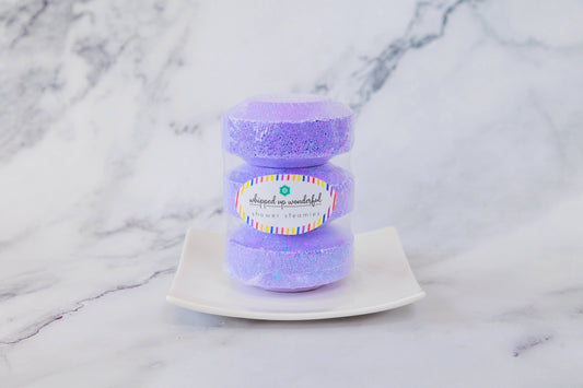 Purple shower steamers lavender calm