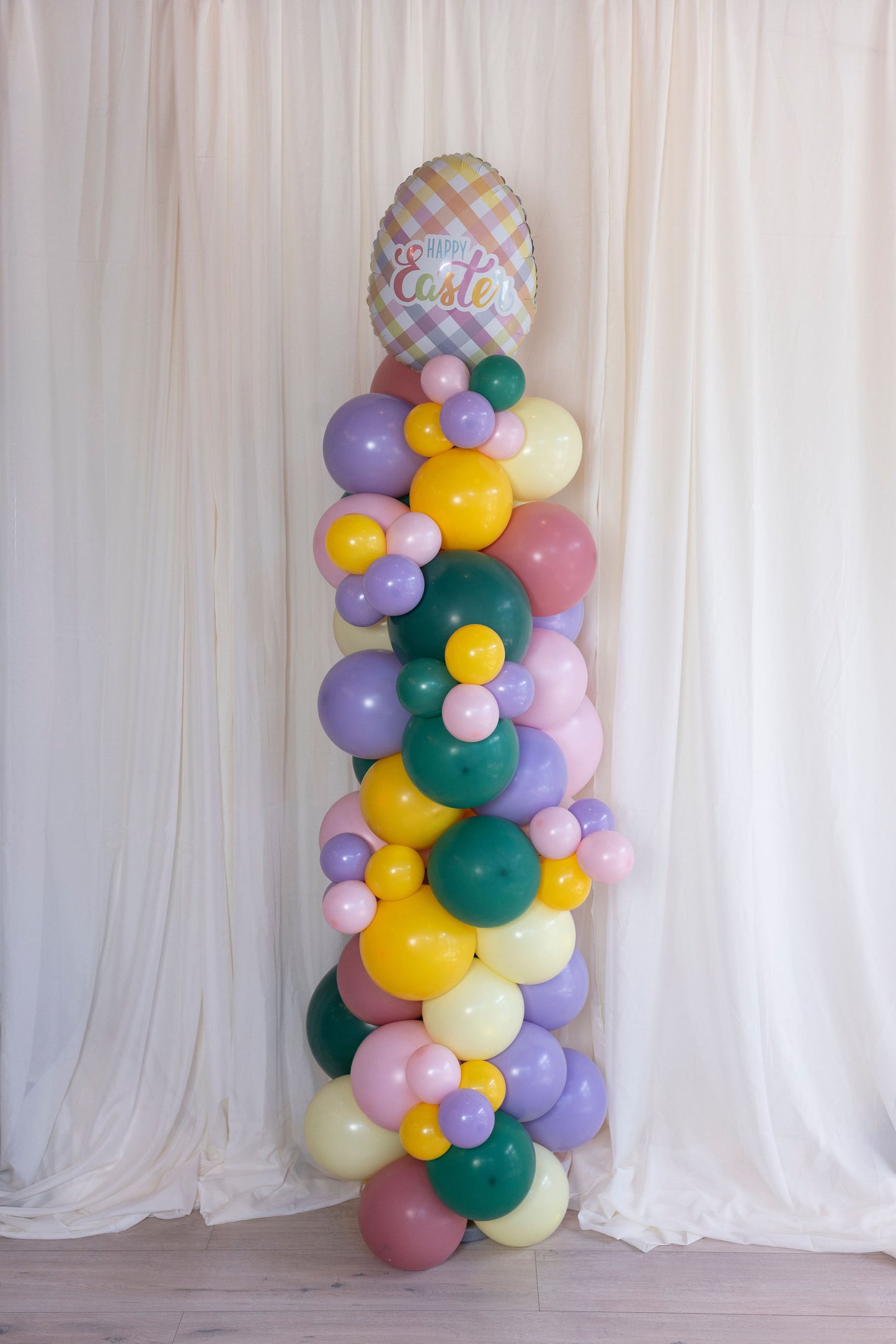 The Pastel Plaid Egg Balloon Column