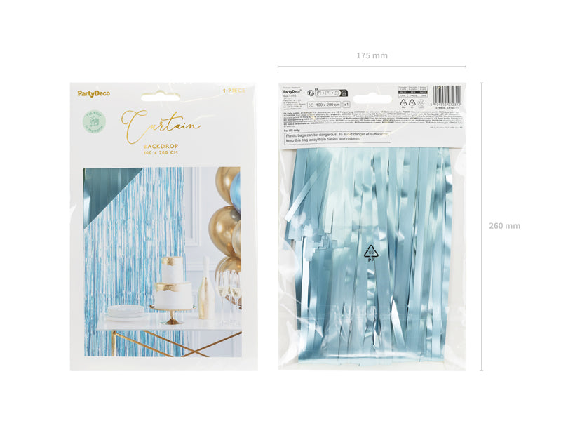 Light Blue Party Fringe Curtain Backdrop