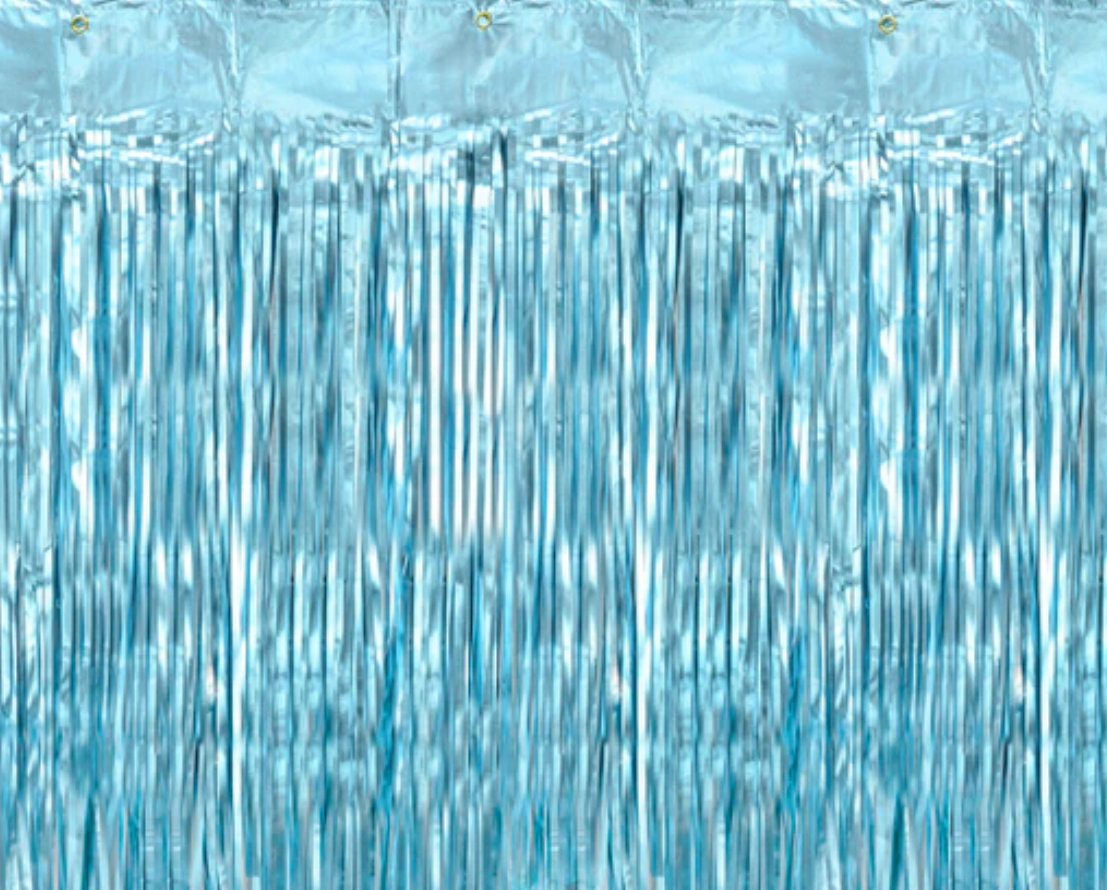 Light Blue Party Fringe Curtain Backdrop