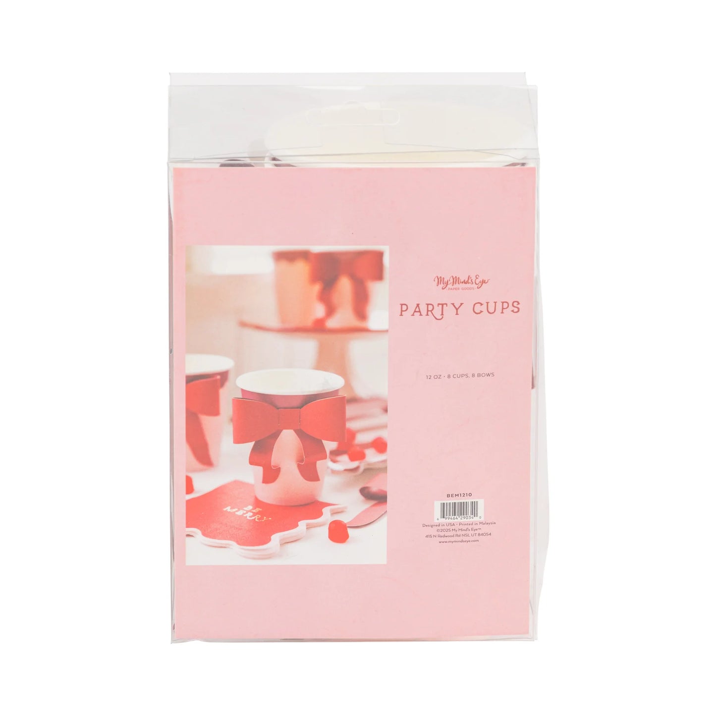 Pink & Burgundy Bow Cup