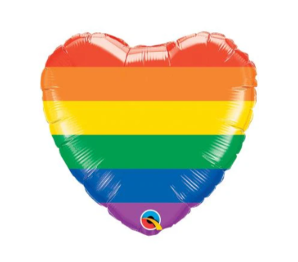 Rainbow Heart Shaped Foil Rainbow Balloon 18"