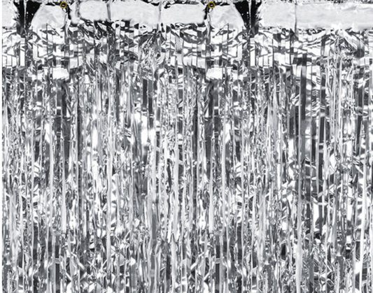 Silver Fringe Curtain Backdrop