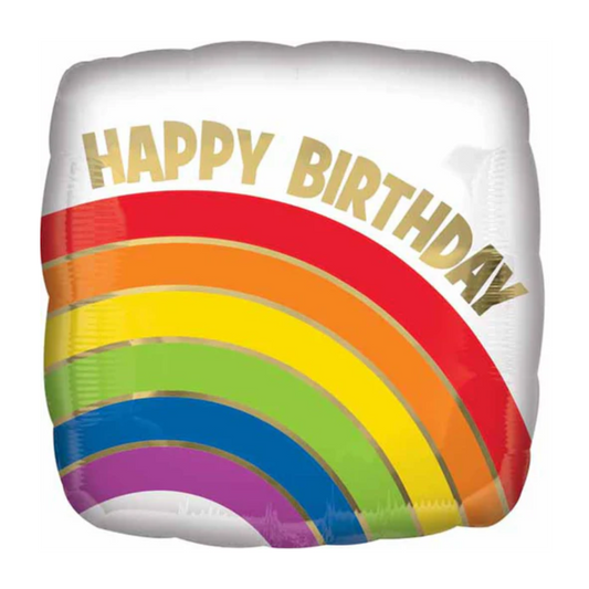 Happy Birthday Gold Rainbow Balloon