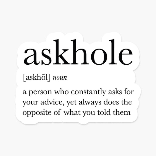 Askhole Definition 3 x 2.2 in - Everyday Sticker - PaperGeenius