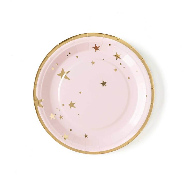 Baby Pink Star 9" Plates - PaperGeenius