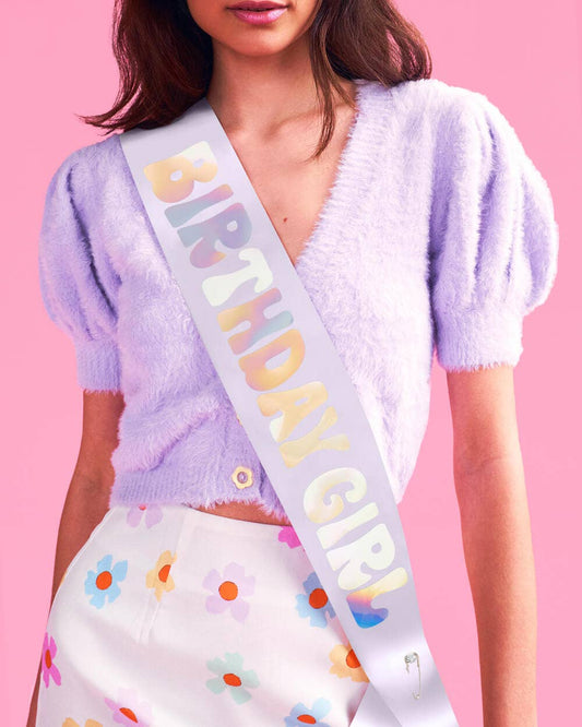 Birthday Girl Lavender Sash, Bday Party Accessory, Gift - PaperGeenius